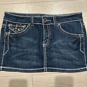Y2K Denim Mini Skirt in Dark Blue